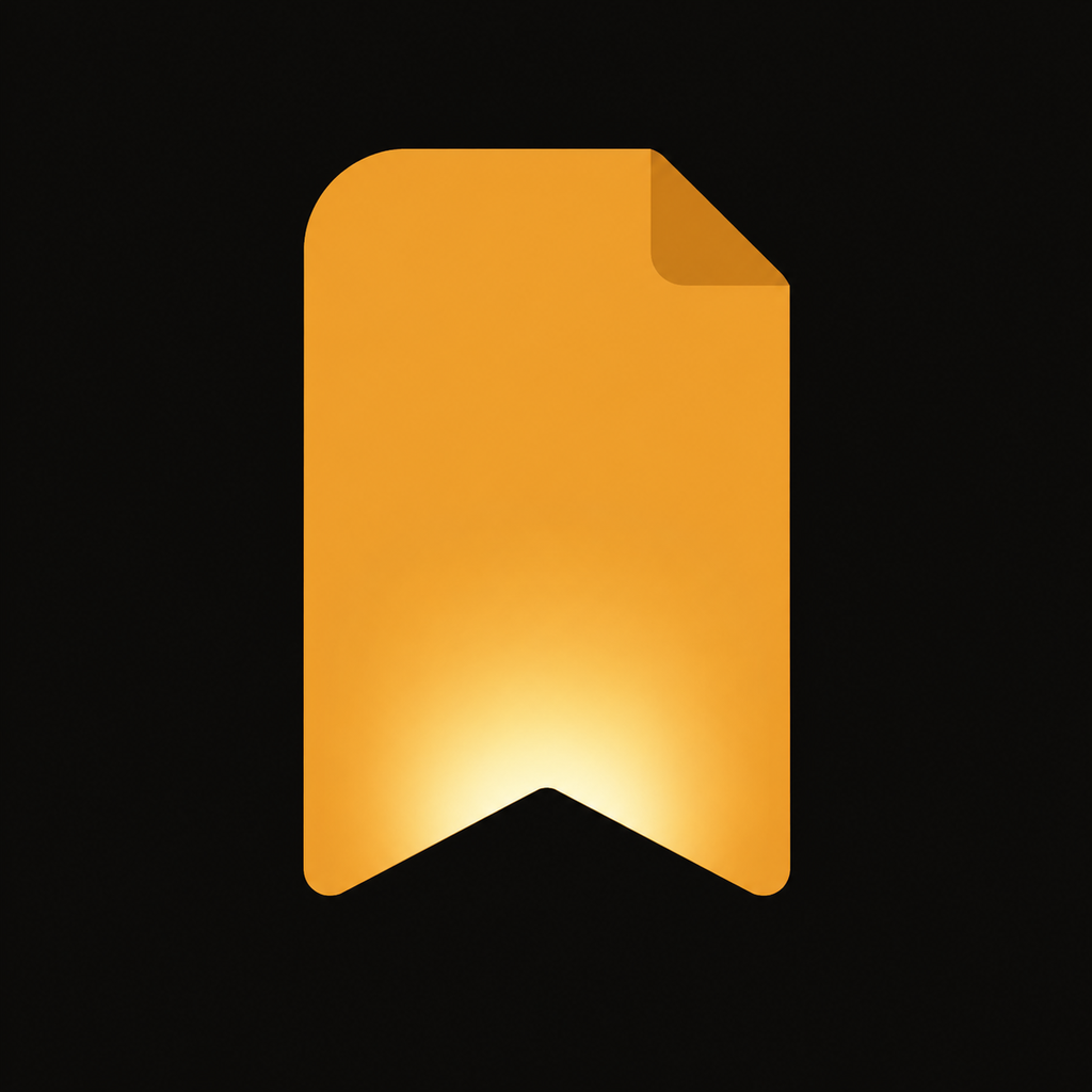 Cue app icon — a glowing bookmark
